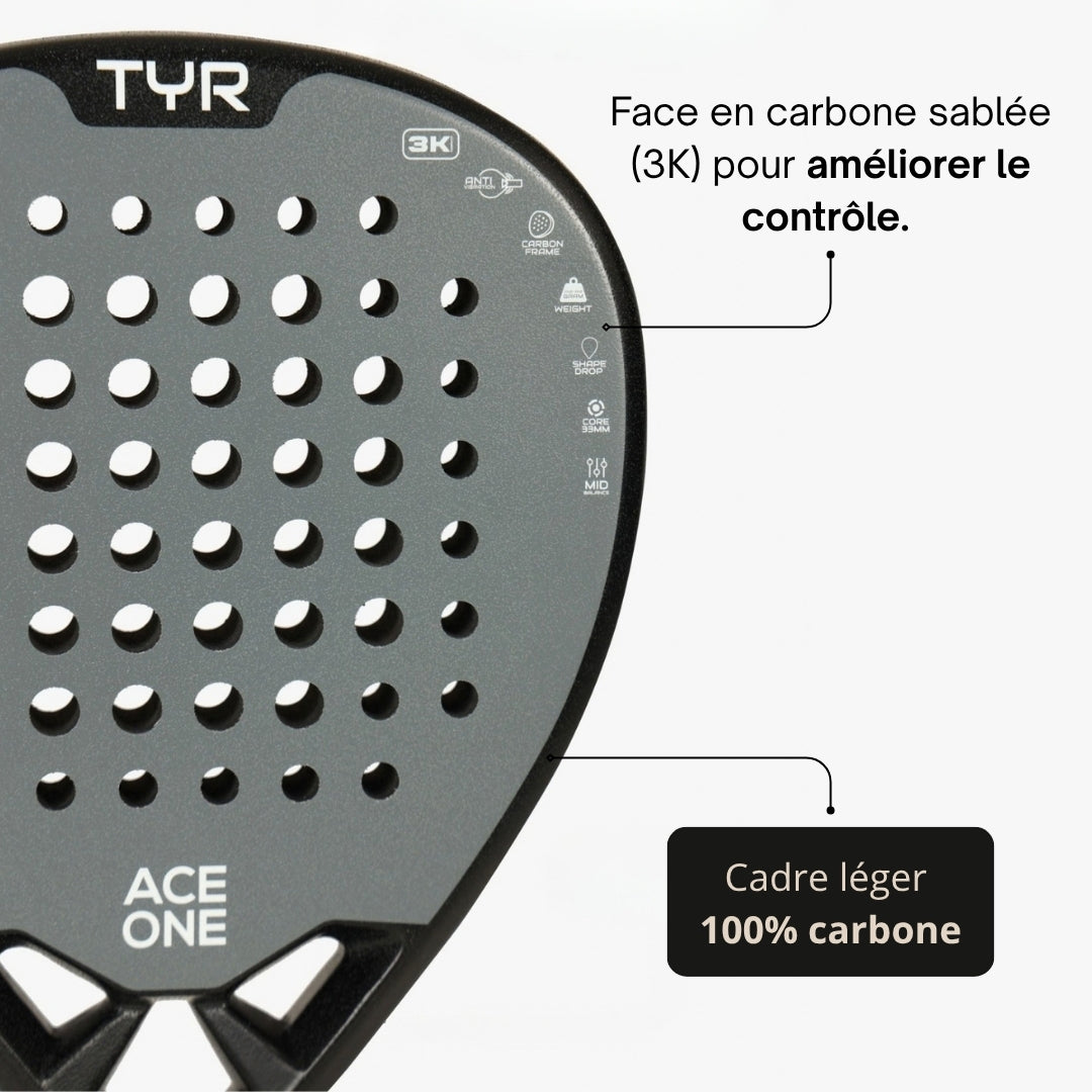 ACE ONE TŸR - Anti-Vibration Padel Racket, Comfort & Control