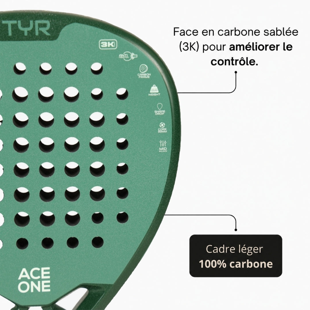ACE ONE TŸR - Anti-Vibration Padel Racket, Comfort & Control