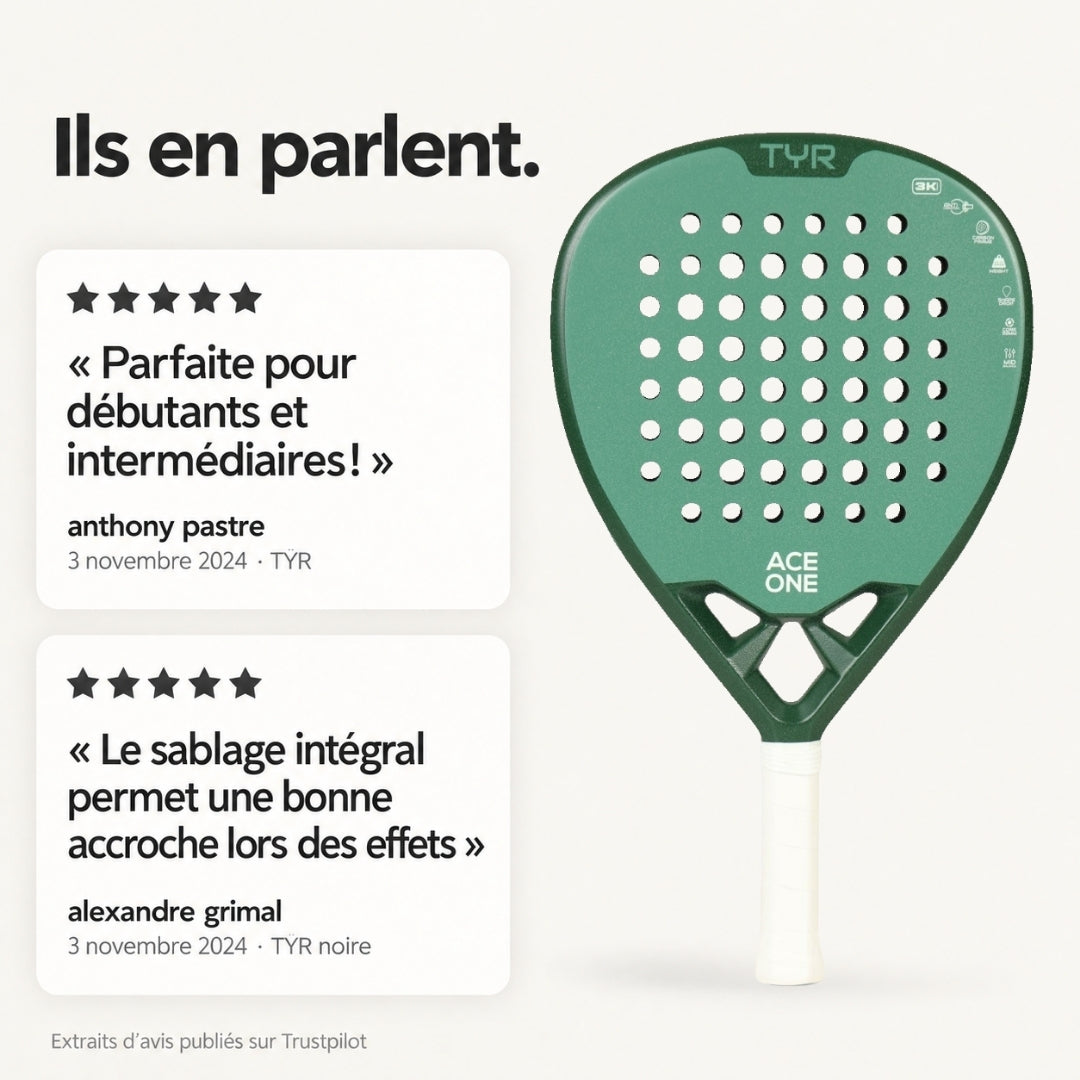 ACE ONE TŸR - Anti-Vibration Padel Racket, Comfort & Control