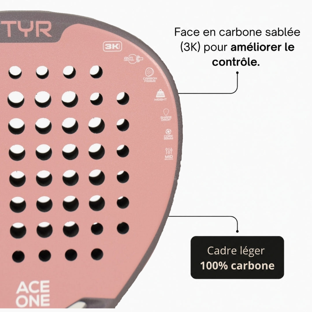 ACE ONE TŸR - Anti-Vibration Padel Racket, Comfort & Control