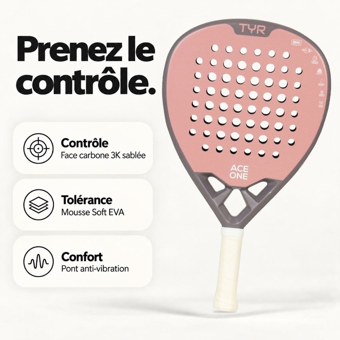ACE ONE TŸR - Anti-Vibration Padel Racket, Comfort & Control