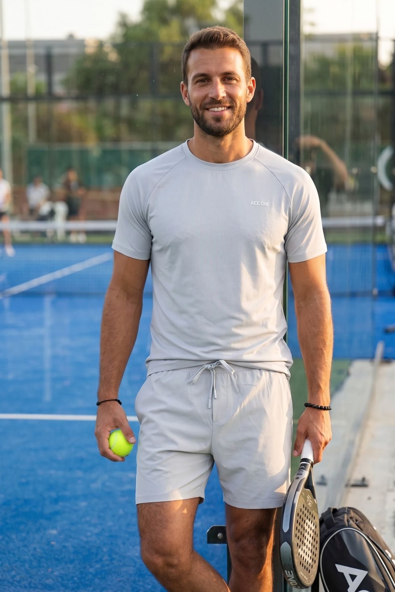 ACE ONE grey padel short ball pocket detail