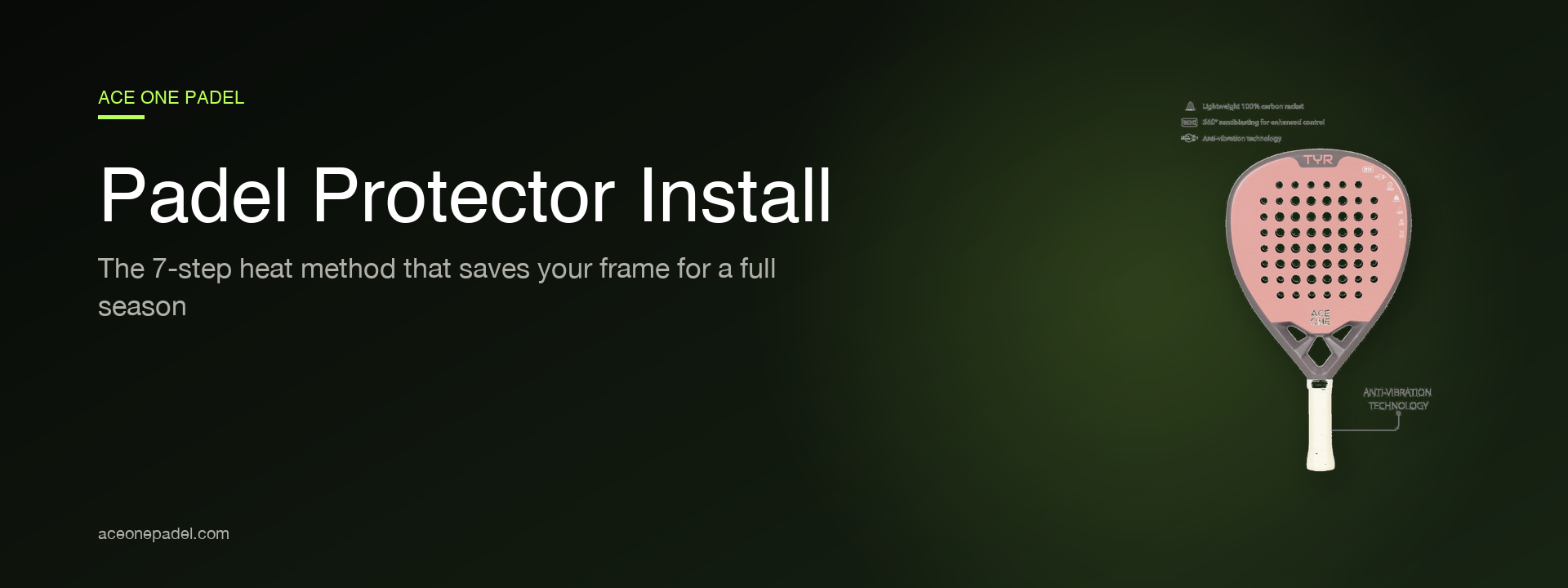 How to install padel frame protector with the 7-step heat method, Ace One Padel TYR 3K racket