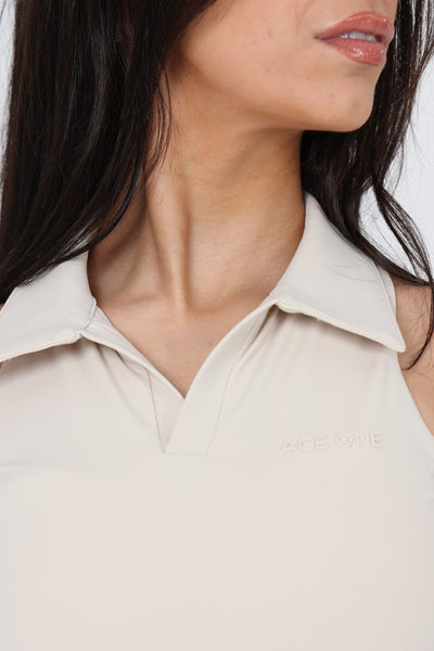 ACE ONE beige padel tank top front view