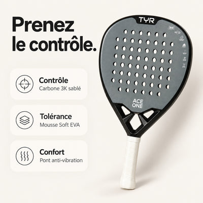 ACE ONE TŸR - Anti-Vibration Padel Racket, Comfort & Control