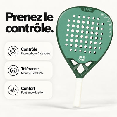 ACE ONE TŸR - Anti-Vibration Padel Racket, Comfort & Control