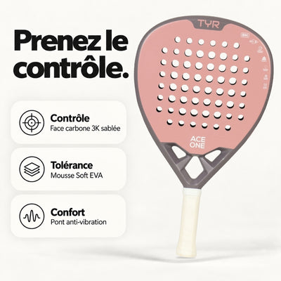 ACE ONE TŸR - Anti-Vibration Padel Racket, Comfort & Control