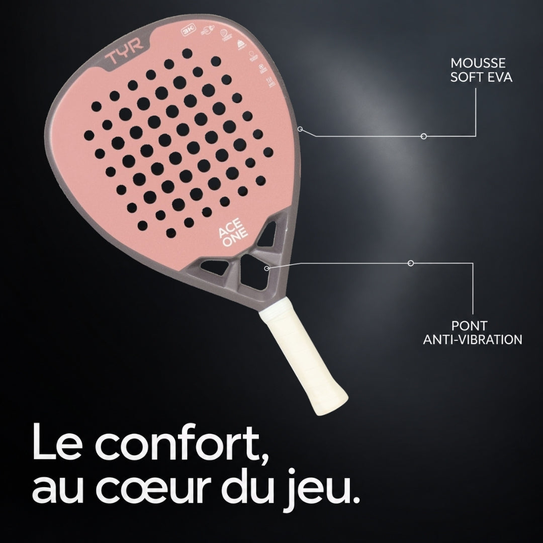 ACE ONE TŸR - Anti-Vibration Padel Racket, Comfort & Control