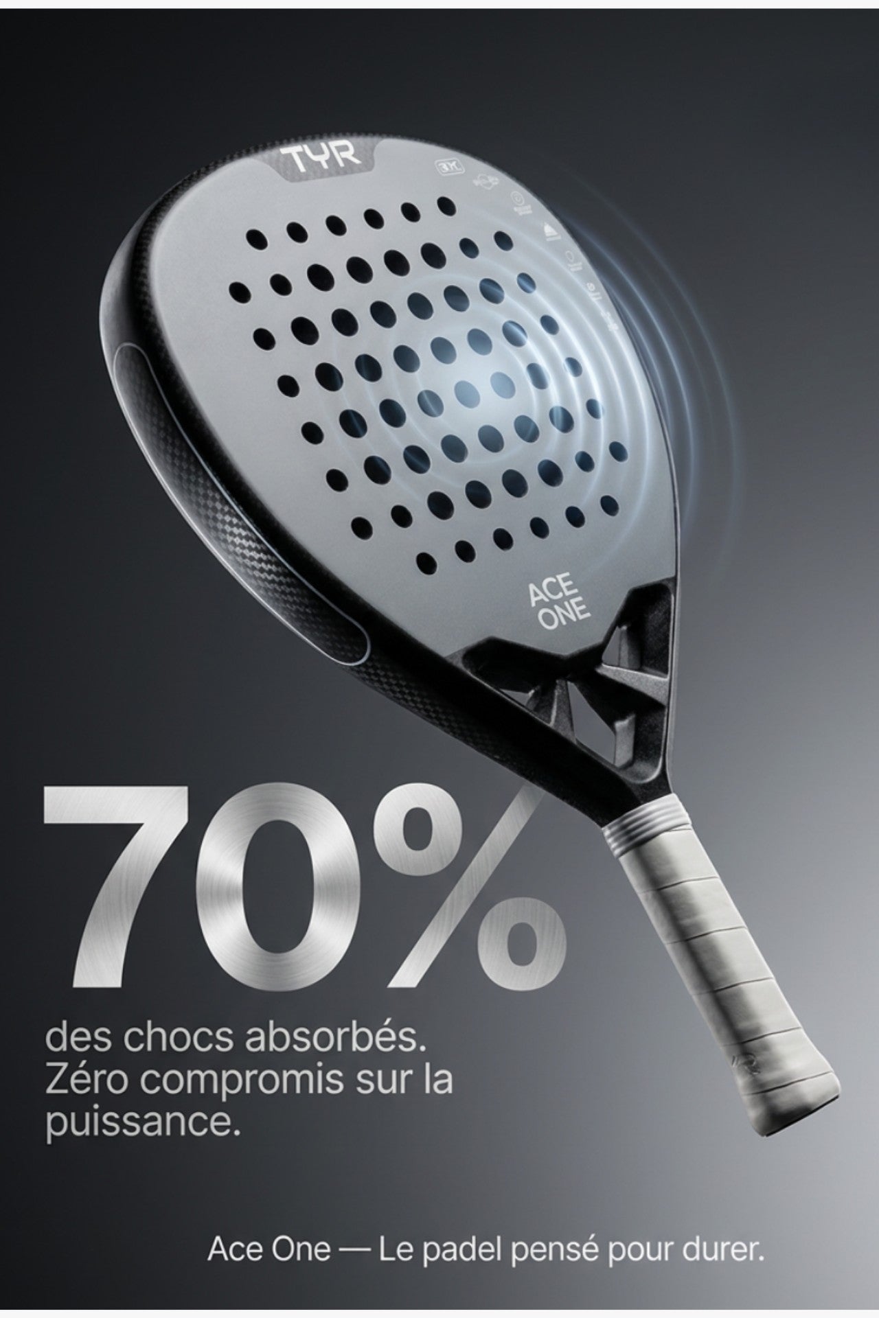 ACE ONE Padel racket | TŸR - Grey Silver