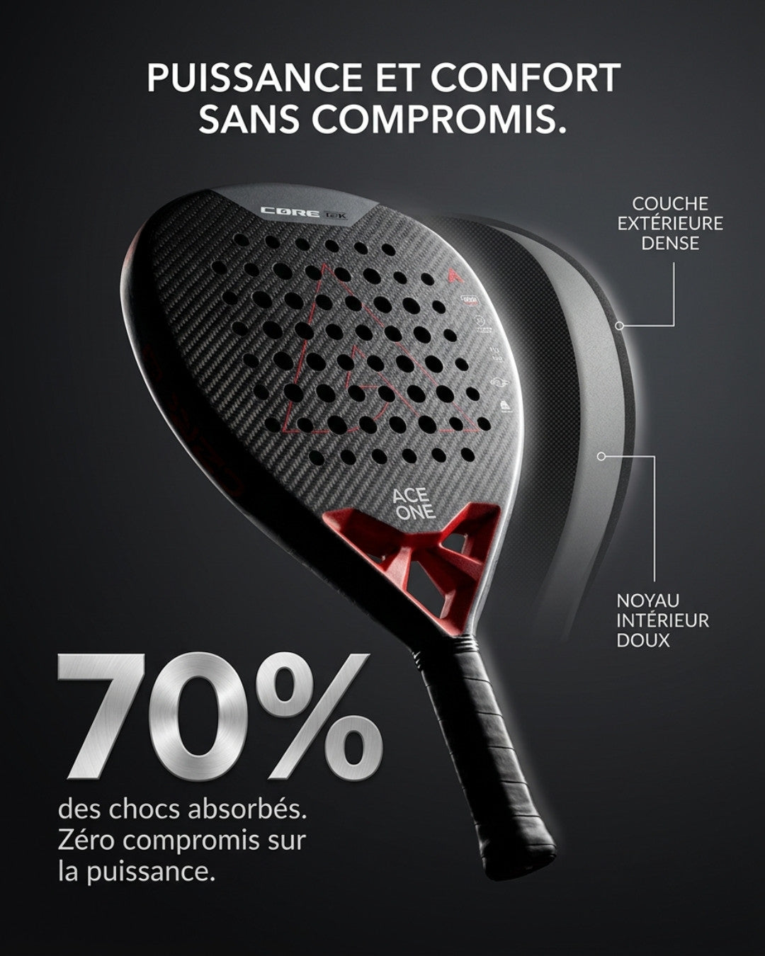 ACE ONE Padel racket | Cøre 12k Carbon