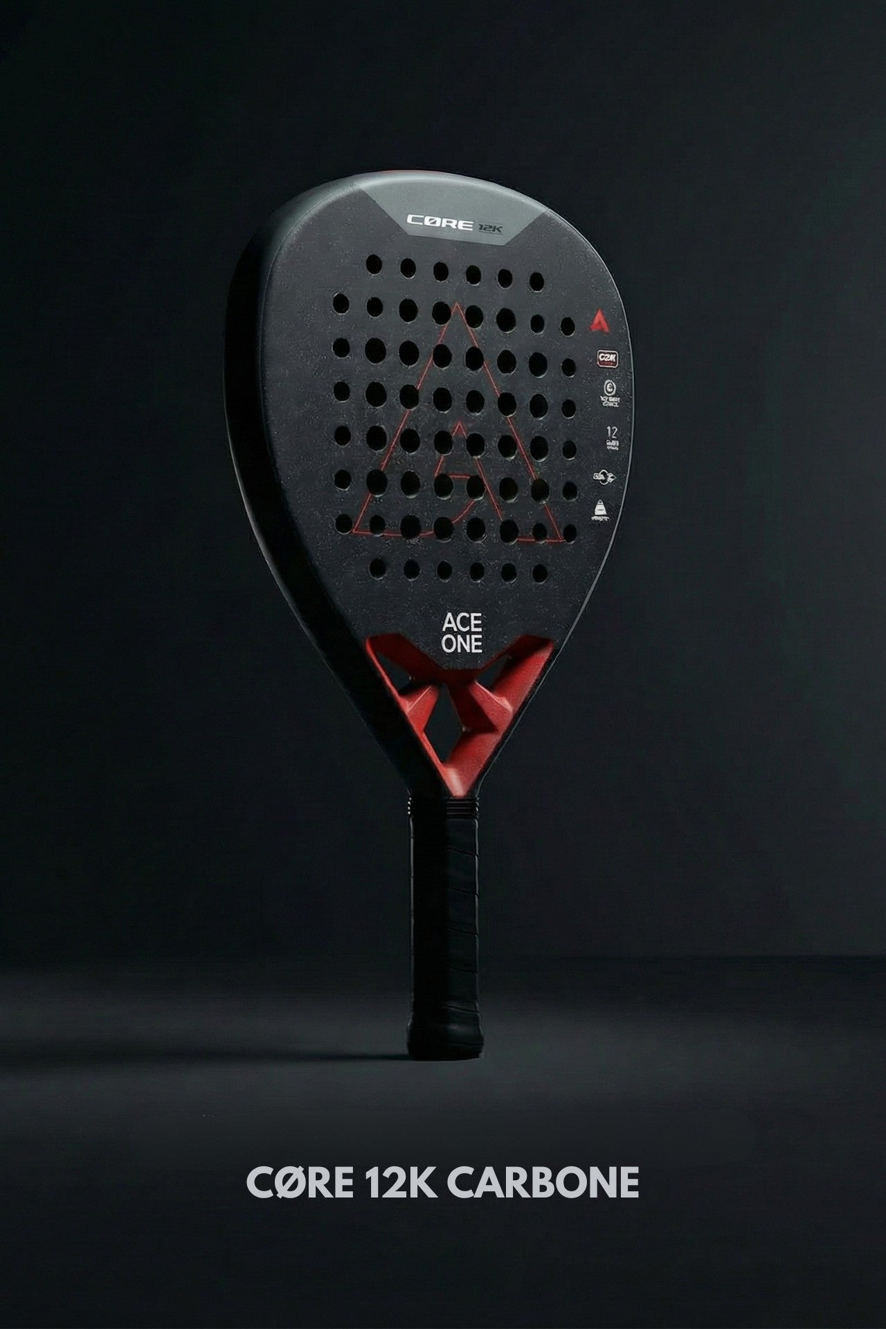 Player holding ACE ONE Cøre 12k Carbon padel racket