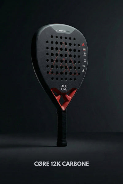 Player holding ACE ONE Cøre 12k Carbon padel racket